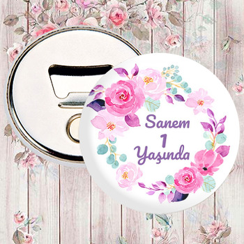 Pembe Gül Çerçeve Temalı Magnet Açacak