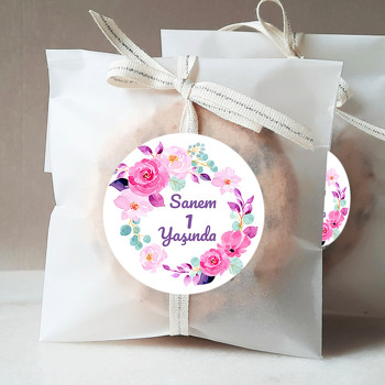 Pembe Gül Çerçeve Temalı Sticker