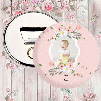 Pembe Gül Temalı Resimli Magnet Açacak