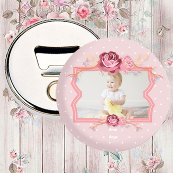 Pembe Gül Temalı Resimli Magnet Açacak