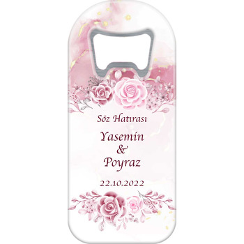 Pembe Güller ile Soft Mermer Fon Temalı Uzun Magnet Açacak