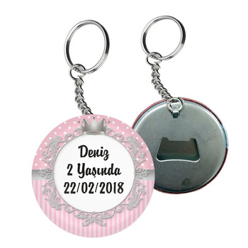 Pembe Gümüş Taç Temalı Arkası Açacak Anahtarlık