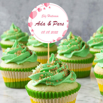 Pembe Kağıt Kalp Temalı Parti Kürdan Süs