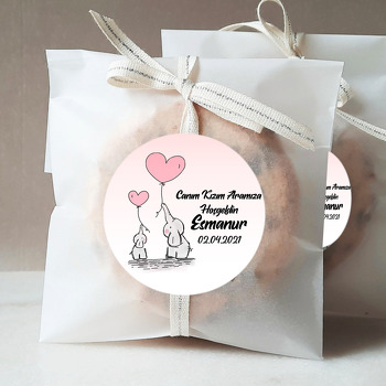 Pembe Kalp Balonlu Filler Temalı Sticker