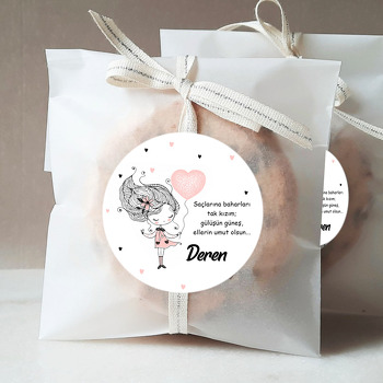 Pembe Kalp Balonlu Sevimli Kız Temalı Sticker