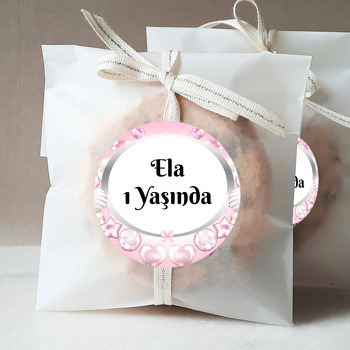 Pembe Kapitone Fonda Balonlar Temalı Parti Sticker