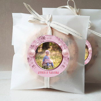 Pembe Kar Tanesi Temalı Resimli Parti Sticker