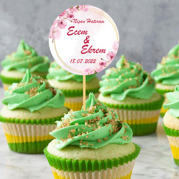 Pembe Karamfiller ile Gold Çerçeve Temalı Parti Kürdan Süs