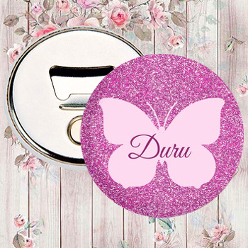 Pembe Kelebek Simli Fon  Temalı Magnet Açacak