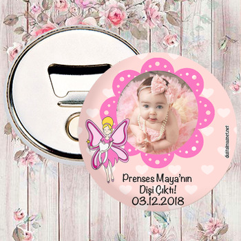 Pembe Kelebek Temalı Kız Bebek Diş Buğdayı Magnet Açacak