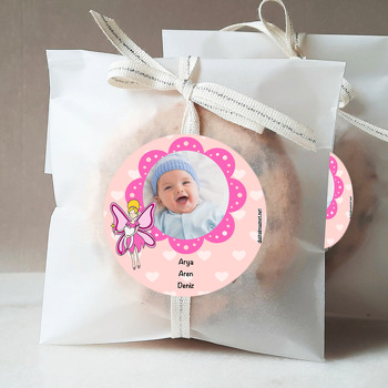 Pembe Kelebek Temalı Kız Bebek Diş sticker