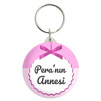 Pembe Kurdele ile Puantiye Fon Temalı Anahtarlık