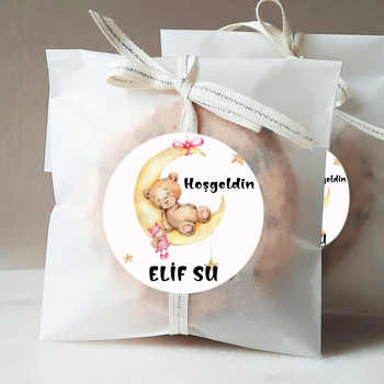 Pembe Kurdeleli Ayda Ayıcık ile Oyuncak Temalı Sticker