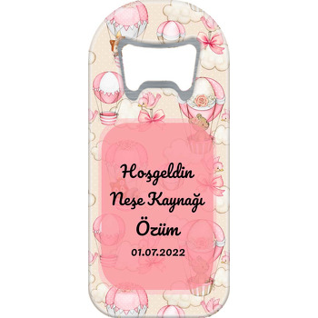 Pembe Kurdeleli Balon Fon Temalı Uzun Magnet Açacak