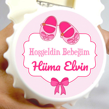 Pembe Kurdeleli Bebek Ayakkabı Temalı Kapak Şekilli Magnet Açacak