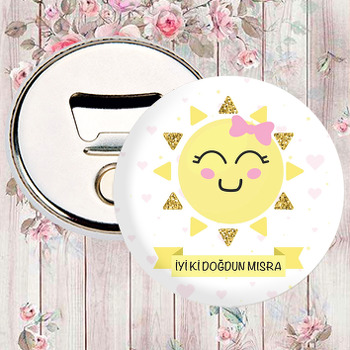 Pembe Kurdeleli Güneş Temalı Magnet Açacak