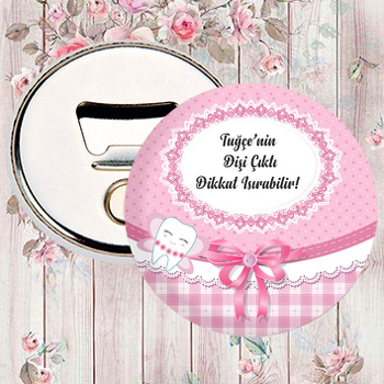 Pembe Kurdeleli Kız Diş Buğdayı Magnet Açacak