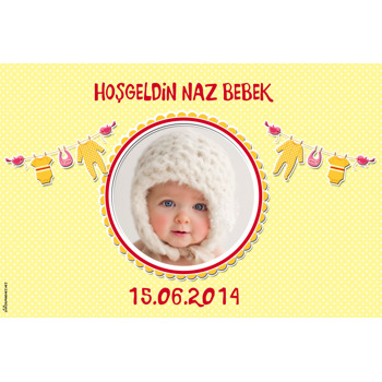 Pembe Kuşlu Hoşgeldin Bebek Magneti