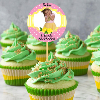 Pembe Limon Temalı Fotoğraflı Kürdan Süs