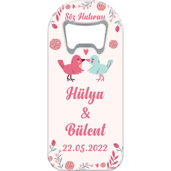 Pembe Mavi Çiçekler ile Kalp Temalı Uzun Magnet Açacak