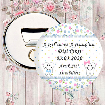 Pembe Mavi İkiz Bebek Diş Buğdayı Magnet Açacak