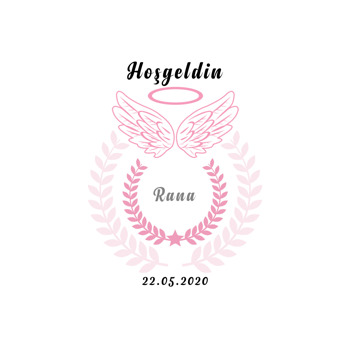 Pembe Melek Kanadı Hoşgeldin Bebek Magnet