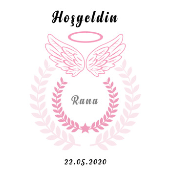 Pembe Melek Kanadı Temalı Doğum Günü Afiş