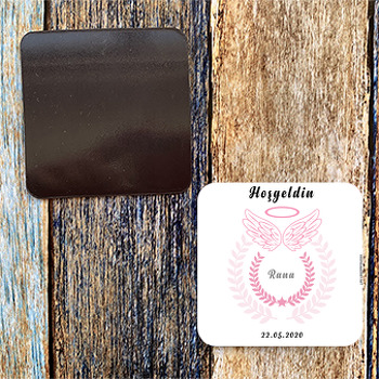 Pembe Melek Kanadı Temalı Hoşgeldin Bebek Magnet