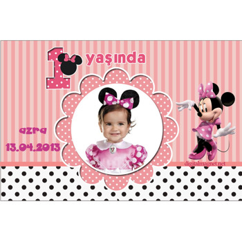 Pembe Minnie Mouse Temalı Doğum Günü Magnet