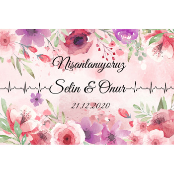 Pembe Mor Çiçekler Temalı Afiş