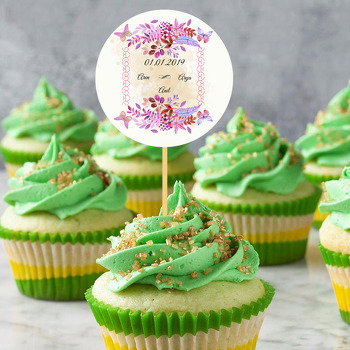 Pembe Mor Çiçekler Ve Kelebek Temalı  Söz & Nişan & Nikah Kürdan Süs