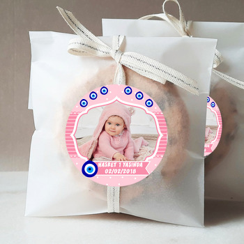 Pembe Nazar Boncuğu Temalı Resimli Sticker