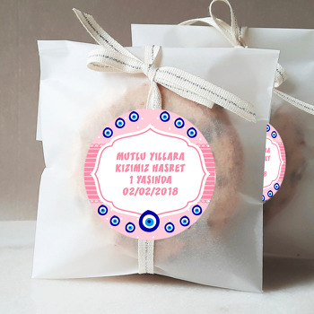 Pembe Nazar Boncuğu Temalı Sticker
