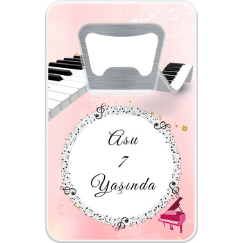 Pembe Piyano Temalı Dikdörtgen Magnet Açacak