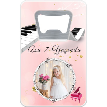 Pembe Piyano Temalı Dikdörtgen Magnet Açacak