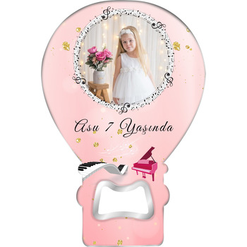 Pembe Piyano Temalı Resimli Balon Magnet Açacak