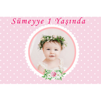 Pembe Puantiyeli Temalı Doğum Günü Afiş