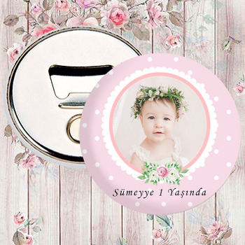 Pembe Puantiyeli Temalı Magnet Açacak