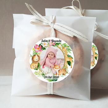 Pembe Safari Resimli Temalı Sticker