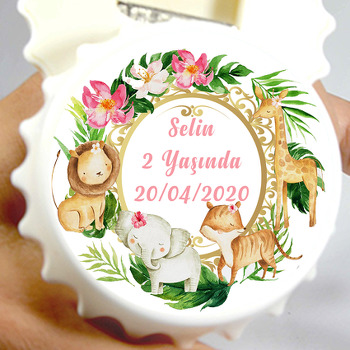 Pembe Safari Temalı Kapak Şekilli Magnet Açacak