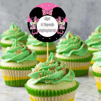 Pembe Siyah Minnie Mouse Temalı Kürdan Süs