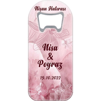 Pembe Soft Fonda Çizgisel Çiçekler Temalı Uzun Magnet Açacak
