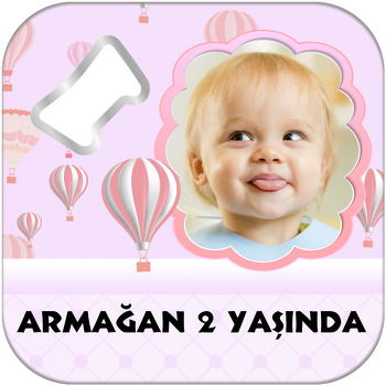 Pembe Soft Uçan Balon Temalı Kare Magnet Açacak