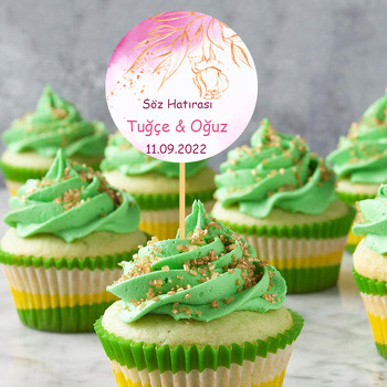 Pembe Suluboya Fonda Gold Gül Temalı Parti Kürdan Süs