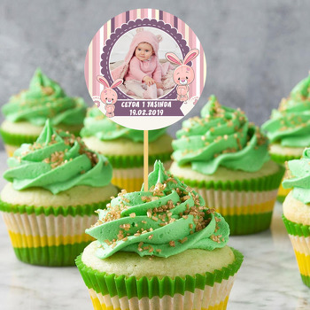 Pembe Tavşan Temalı Resimli Kürdan Süs