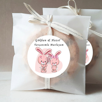 Pembe Tavşan Temalı Sticker