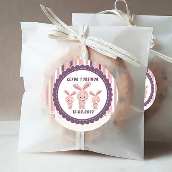 Pembe Tavşan Temalı Sticker