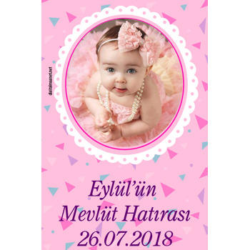 Pembe Temalı Bebek Mevlüdü Magneti