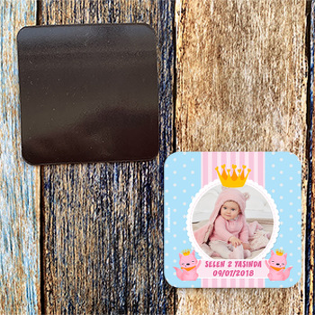 Pembe Tilki Temalı Doğum Günü Magnet