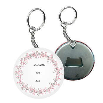 Pembe Tomurcuk Temalı Söz Nişan Nikah Arkası Açacak Anahtarlık